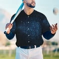 thumbnail image 6 of Balery Blue Glitter Retro Baseball Jersey for Men Casual Button Down Shirts Short Sleeve Active Team Sports Uniform-X-Large, 6 of 9