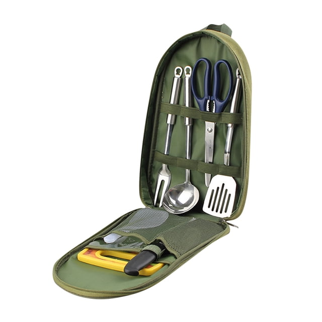 Outdoor Kitchenware Portable Set Self Driving Kitchenware Storage Bag Cutting Board Knife Combination 7-piece Picnic Kitchenware Set