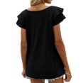 thumbnail image 5 of Womens Ruffle Sleeve T Shirts Petal Sleeve V Neck Casual Tees Summer Basic Tops, 5 of 6