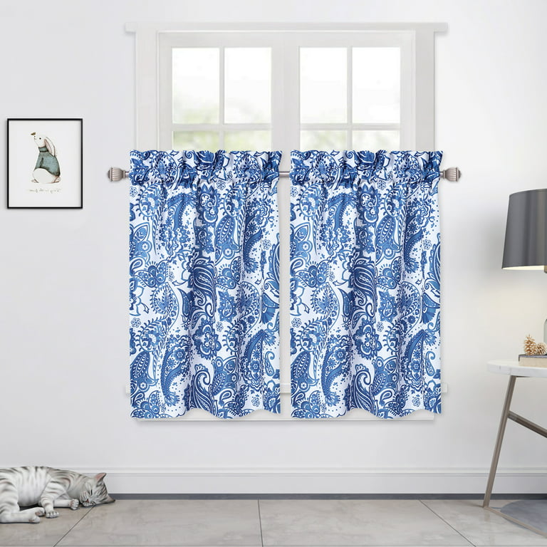  Abstract-Flower Blackout Curtain Panels 2 Set 55 Inch Length 2  Panels Brown Half Window Curtains for Bedroom Girls Room 63 x 55 Inch :  Home & Kitchen