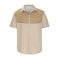 thumbnail image 5 of Ecqkame Summer Shirts for Men Vintage Color Block Button Down Lightweight Tops Casual Loose Short Sleeve Beach Shirts Beige XXL, 5 of 5