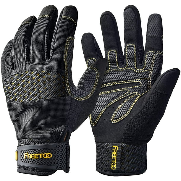 ZMLEVE Safety Work Gloves Men & Women, Mechanic Synthetic Leather Gloves 