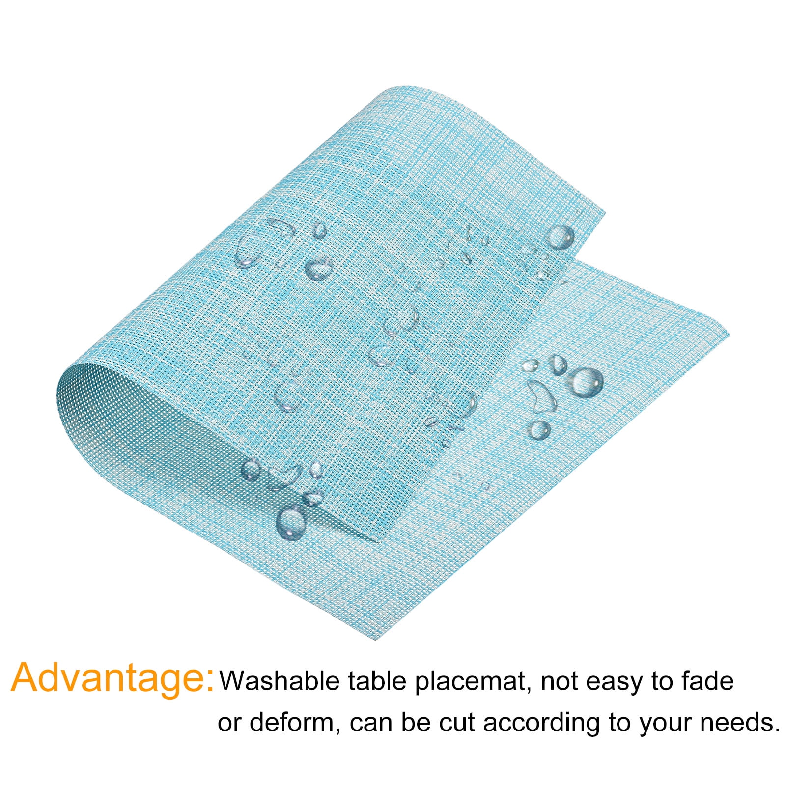 Unique Bargains Durable PVC Washable Woven Place Mats for Dining Tables and Home Use Blue