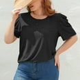 thumbnail image 6 of cfhntfmh Womens Summer Tops Dressy Casual Ruched Short Sleeve Crewneck Hollow out Blouses Solid Color Basic Tee Shirts, 6 of 7