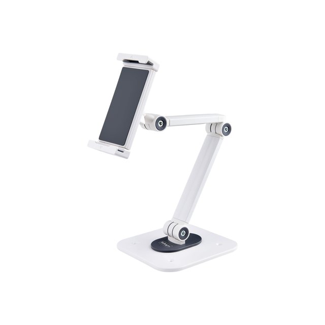 StarTech.com Support de Tablette Réglable pour Bureau, Bureau/montable au Mur, Supporte jusqu'à 2,2 Lb, Support Universel pour Tablette pour Bureau, Support Articulé pour Tablette avec Pivot/rotation/rotation - Support Ergonomique pour Tablette (ADJ-TABLET-STAND-W) - Support - pour Tablette - Aluminium et Acier - Blanc - Taille d'Écran : 4,7 Pouces-12,9 Pouces - Mural, Bureau-Montable