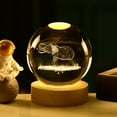 thumbnail image 1 of InnotechSC Figuras de Delfines 3D de Regalo de Elefante en Bola de Cristal, Esfera de Vidrio Grabada con Láser de 60mm, Decoración Del Hogar con Base de Luz de Madera, 1 of 6
