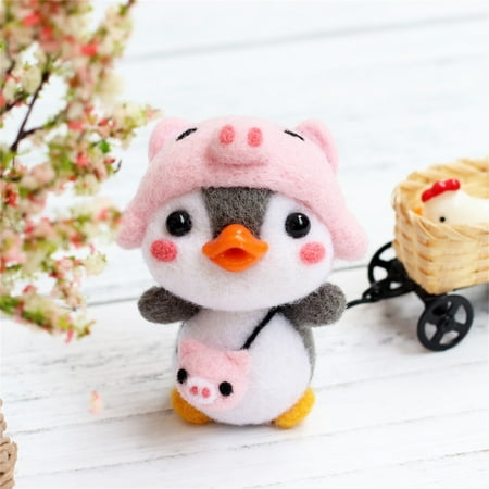 

TMOYZQ Christmas Toys for Baby Girls Boys Cute Penguin Pattern Handmade DIY Poke Wool Felts Material Production Package Christmas Gift for Toddler on Clearance