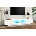 thumbnail image 6 of Modern Tv Stand For 95" Screens, White, With Tempered Fluted Glass Doors And Mobile -controlled Led Lights, Functional Cabinets Stylish Cabinet Tvs, -controlled , Console Storage, 6 of 6