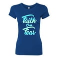 thumbnail image 2 of Wild Bobby, Faith Over Fear, Inspirational/Christian, Women Slim Fit Junior Tee, Royal, XX-Large, 2 of 4
