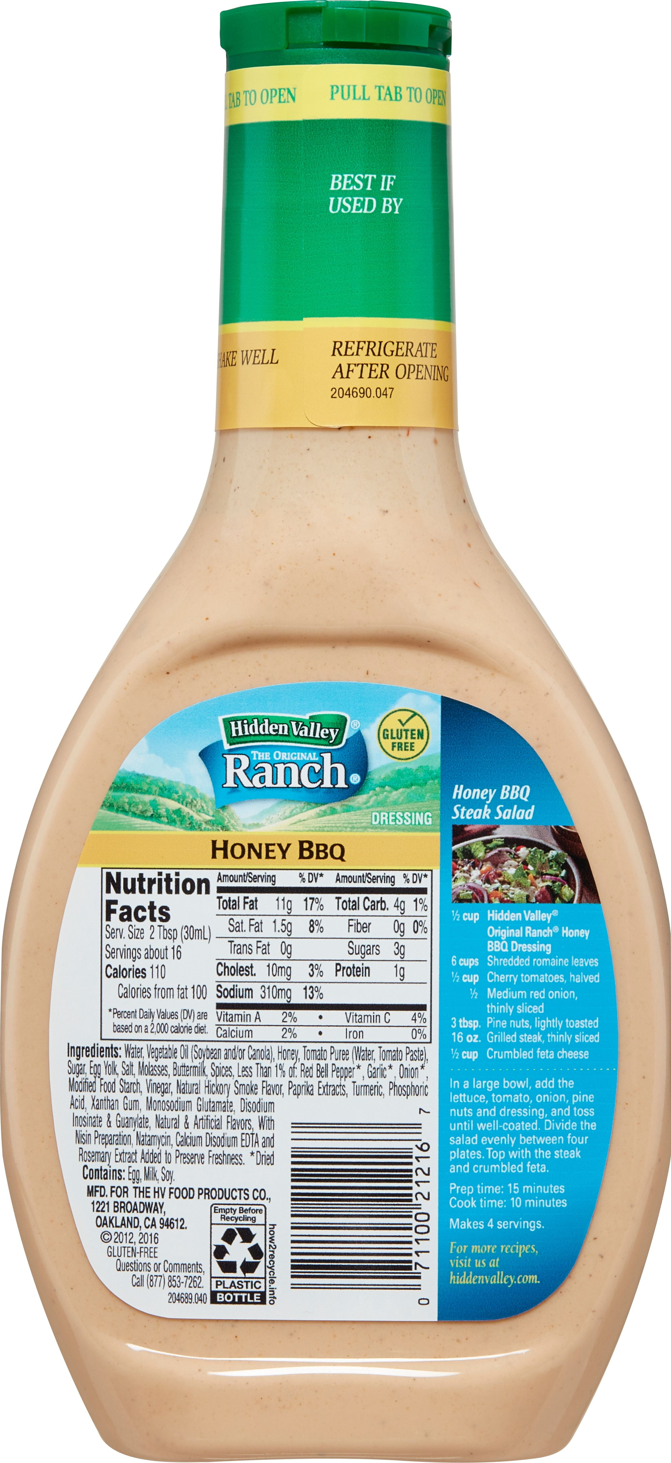 Hidden Valley Honey BBQ Ranch Salad Dressing And Topping, 16 Fl Oz