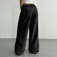 thumbnail image 4 of Women's Corduroy Wide Leg Pants Stretchy Waist Button Casual Loose Fit Pocket Design, 4 of 9