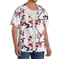 thumbnail image 4 of KLL Cherry Blossoms Print Men's Shirt Short Sleeve Button Down Summer Cuba Beach Shirts- Medium, 4 of 7