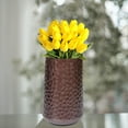 thumbnail image 3 of Brown Rustic Iron Flower Plant Centerpiece Hammered Vase, 3 of 9