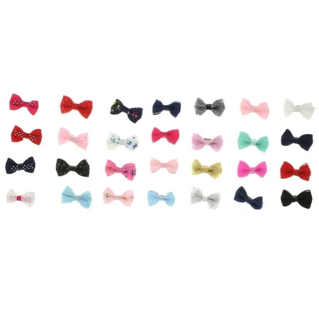 High Quality Hair Bows for Girls Clip On, with Sure-Grip They Won't Fall Off Easily, 8 Bows (Assorted Styles) + Eyebrow Ruler