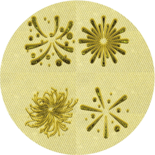 Ahgly Company Tapis Rond Lavable en Machine Intérieur Transitionnel Jaune Soleil, 5 Pieds Rond
