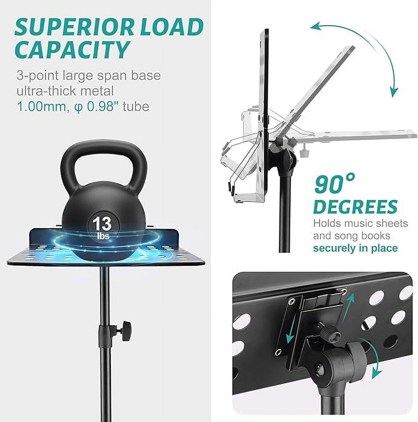 Likegreen Sheet Music Stand Foldable Three Section Desktop Book Holder for Home Stage One Set,Black
