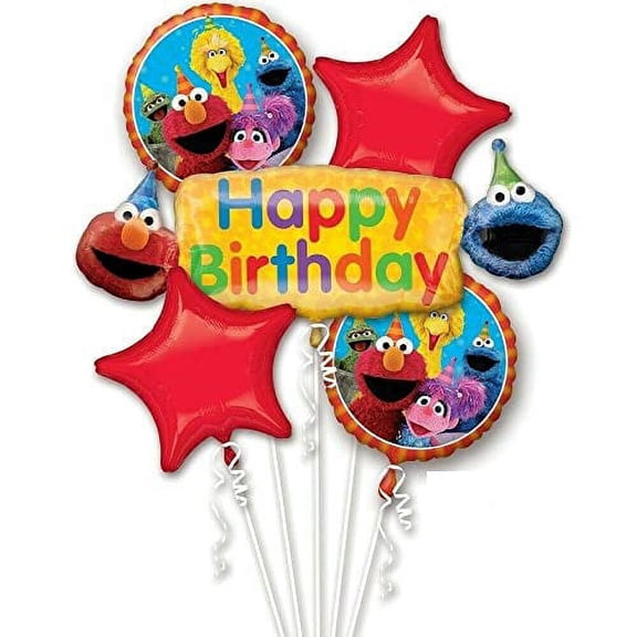 Anagram 5 Piece Elmo Happy Birthday Party Mylar Balloons Set