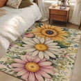 thumbnail image 4 of Vintage Daisy Floral Area Rugs 3'x5', Small Throw Rugs for Living Room Bedroom, Spring Flowers Botanical Leaves Rustic Indoor Outdoor Rug Non-Slip Low Pile Carpet Runner Reversible Floor Mats, 4 of 8