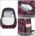 thumbnail image 4 of Pink and Black Checkered Pattern 17" School Backpacks for Teens,Waterproof Oxford Fabric,S-Shape Padded Straps for School,Travel,Hiking,Camping, 4 of 6