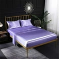 thumbnail image 1 of Ensemble de Lit Double satin Linge de Lit Violet Violet Soie Luxe Confortable, 1 of 5