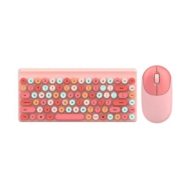 Bearachild Juego de ratón y teclado inalámbrico, Universal, para oficina, escuela, negocios, Notebook, escritorio, portátil, PC, teclado de Videojuegos y accesorios Rosa