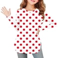 thumbnail image 2 of AINIYS Tops for Kids Girl Trendy Print Crewneck Long Sleeve Shirts Tops Casual Hem Side Split Pullover for Kids Red 3 Years, 2 of 7