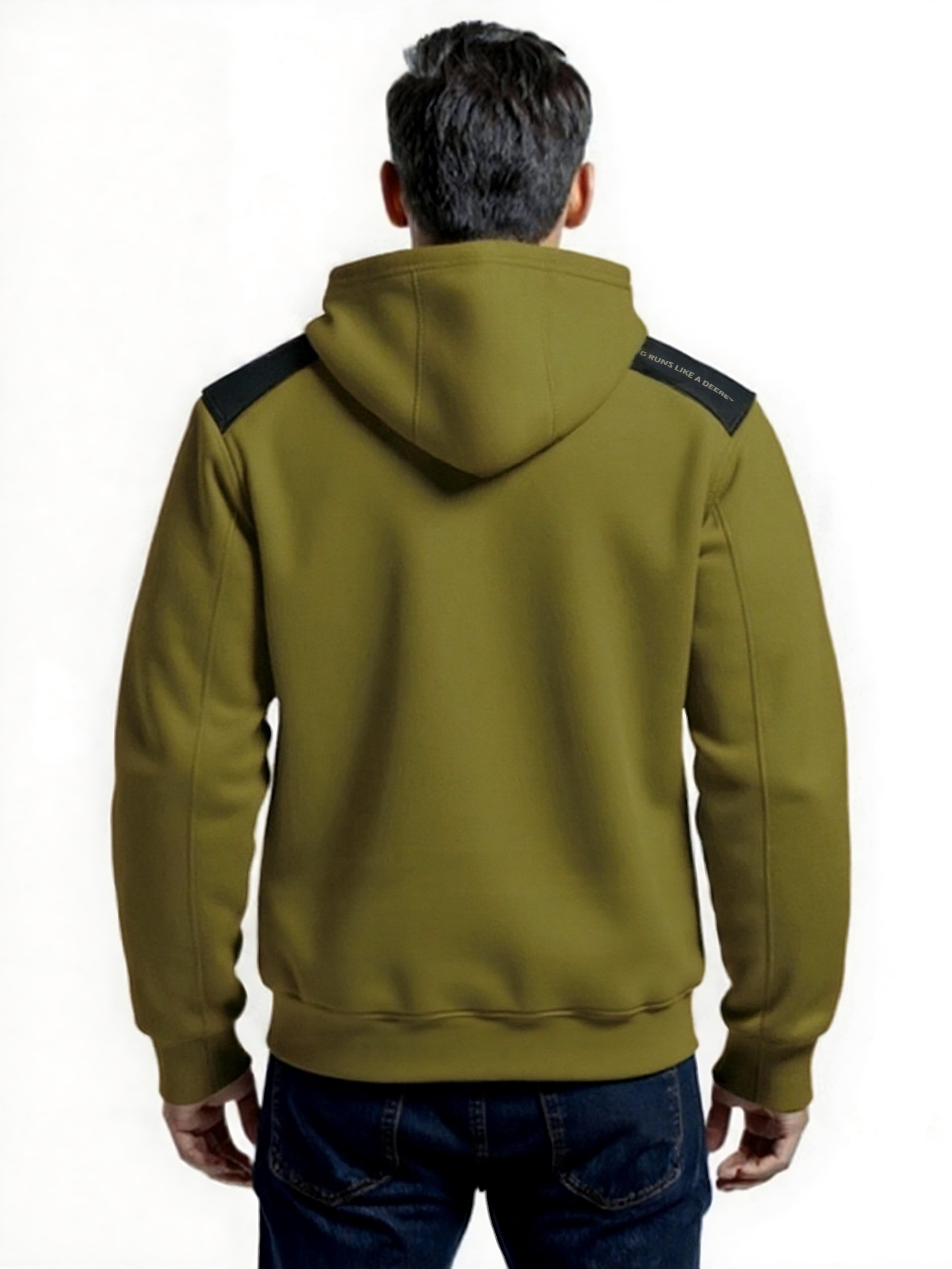 John Deere Men’s Reinforced Pull Over Fleece Hoodie With Nylon Trim, Sizes S-3XL