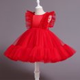 thumbnail image 5 of Toddlers Dresses Flower Girl Dresses for Wedding Sleeveless Tulle Dress Girl Party Dress Kids Red Dress for Girls Toddler Formal Dress Girls Birthday Dress 6-7 Years, 5 of 7