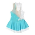 thumbnail image 6 of inhzoy Kids Girls Sleeveless Figure Skating Dress Sequins Floral Ballet Gymnastics Leotard Dress,Sizes 6-16 Lake Green&White 14, 6 of 9