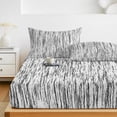 thumbnail image 6 of Queen Size Fitted Sheet Set - Black and White 3 Piece Bedding Sets 16" Deep Pocket Fitted Sheet with 2 Pillowcases, Modern Striped Geometric Abstract Art Brushed Microfiber Hotel Luxury Bed Sheets, 6 of 9