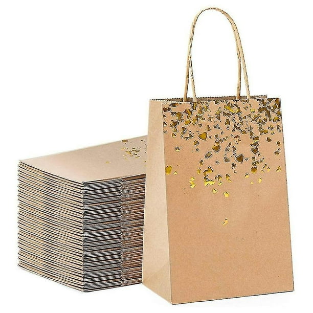 10 Uds. Bolsas de papel Kraft muñeco de nieve bolsas de regalo de Navidad con asa 15cm x 8cm x 21cm bolsas de embalaje de galletas cajas de recuerdos de fiesta de boda
