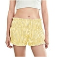 thumbnail image 1 of FAIWAD Womens Lace Layered Ruffle Shorts Mid Waist Puffer Mini Shorts Plaid Print Stretchy Shorts Streetwear, 1 of 9