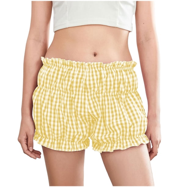 Pantalones de Cintura Elástica para Mujeres Primavera Y Verano Lindo Cintura Elástica Hinchada Nueva Impresión Pantalones Cortos Casuales