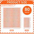 thumbnail image 6 of DYLIVeS 80 Count Gingham Paper Napkins Orange and White Checkered Guest Napkins 3 Ply Disposable Paper Dinner Napkins Orange Napkins Buffalo plaid Napkins Disposable Towels, 6 of 7