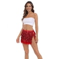 thumbnail image 2 of HDE Women's Sequin Tassel Fringe Skirt Fur Trim Hip Scarf Red XL-XXL, 2 of 7