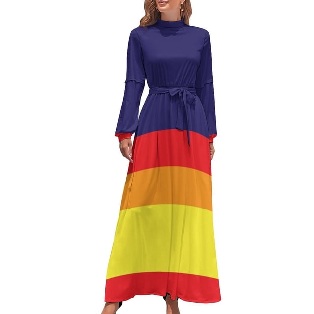Vestido largo multirayas Houston Champ Vestidos de verano para mujer Vestido de noche elegante para mujer Conjuntos para mujer