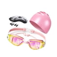 thumbnail image 4 of Juego de 5 piezas de gafas y gorro de natación para hombres, mujeres y adultos. Gafas de natación para piscina. Rosa, 4 of 8