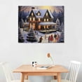 thumbnail image 2 of Leisuo  Christmas Lighted Canvas Print - Winter Scene Wall Art with a Victorian House in a Snowy Setting - LED Lights in the Christmas Trees Light Up - 16" X 12", 2 of 4