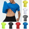 thumbnail image 5 of Chiccall Mens Training Summer Tops Tight Quick Dry Stretch Crew Neck Gym Workout Tees, 5 of 5