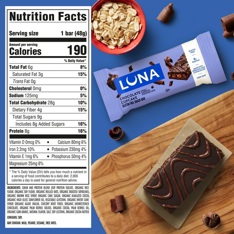 LUNA Chocolate Cupcake Flavor Snack Bars, 15 Count - Walmart.com