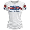 thumbnail image 3 of Women's 250th Anniversary Patriotic T-Shirt - Distressed American Flag Graphic Tee - Short Sleeve Crew Neck Top - USA Independence Day 2026 Casual Shirt White S, 3 of 6