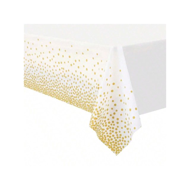 1PC Black and Golden Polka Dots Plastic Tablecloth for Rectangle Tables, Birthday Party Table Cover, Table Cloths for Bachelor Cocktail Party, Graduat