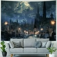 thumbnail image 4 of Creowell  Castle Moon Night Tapestry, Wolf Fantasy Medieval Town Wall Hangings Tapestry for Men Bedroom Gothic Style Castle Tapestries for Living Room Office Dorm Man Cave Background 40x30inch, 4 of 6