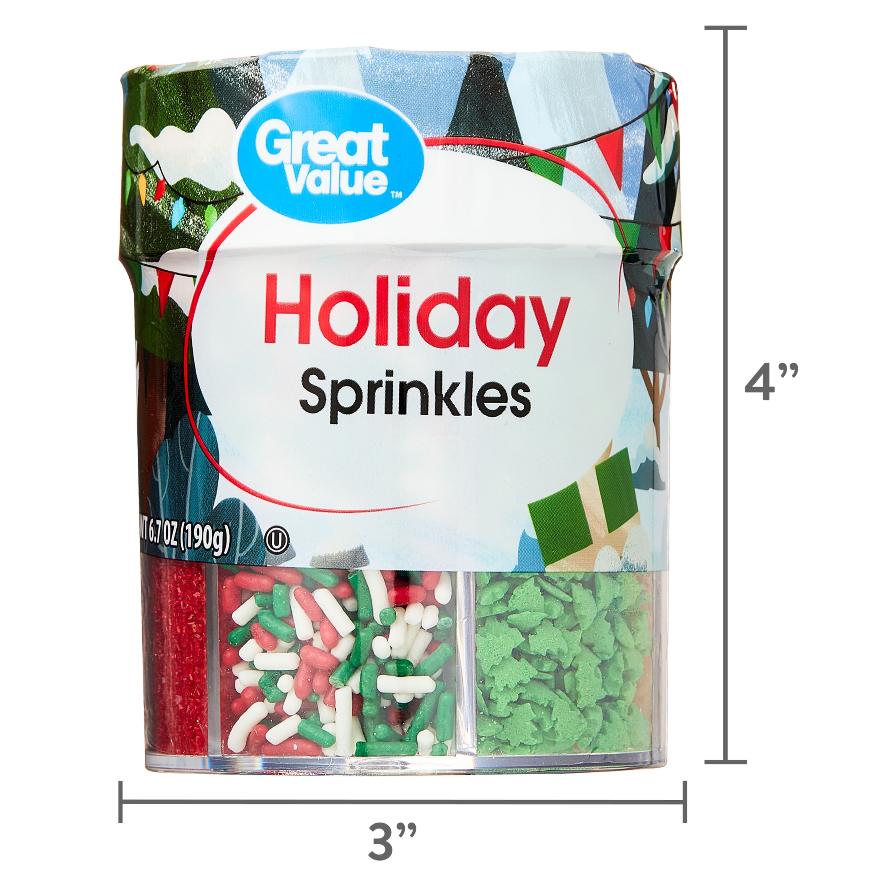 Great Value 6-Cell Holiday Sprinkle Assortment, 6.7 oz