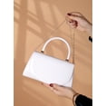 thumbnail image 3 of RUMANLAND Women's White Patent Leather Evening Bag, Top Handle Clutch Purse with Glossy Finish and Elegant Structured Design, 3 of 7