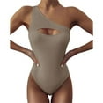 thumbnail image 3 of Aayomet Women's One Piece Swimsuit One-Shoulder Swimwear Waist Cutout Swimsuit Swimsuit,Khaki XL, 3 of 4