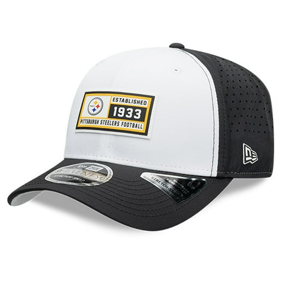 Men's New Era  White/Black Pittsburgh Steelers Established Patch 9SEVENTY Adjustable Hat