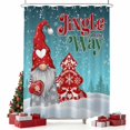thumbnail image 2 of Teal Christmas Gnomes Shower Curtain, Xmas Tree Snowflake Love Winter Waterproof Fabric Shower Curtains with 12 Hooks, Bathroom Curtain Set for Bathroom Accessories Decor, 72 x 72 Inches, 2 of 9