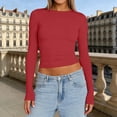 thumbnail image 2 of Womens Athletic Tops Valentines Day Shirts for Women Shirt Women Cold Gear Girls Shirts Long Sleeve Solid T Shirt Loose Athletic Tees Fashion Womens T Loose Tops Summer Solid Tee Red XL, 2 of 4