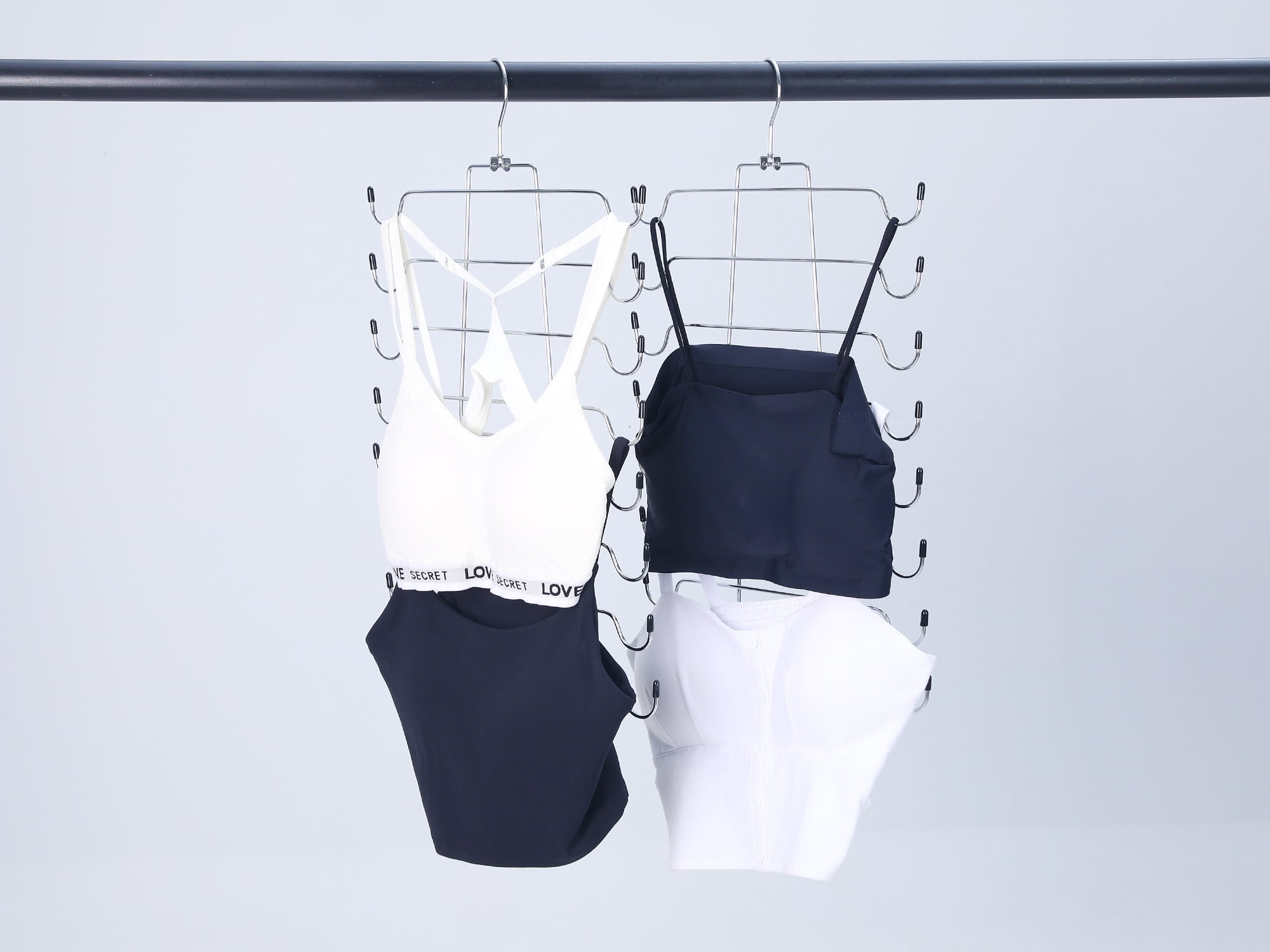 Unique Bargains Tank Top Hangers Non-Slip Hanging Sport Bras Holder Black 4 Pcs